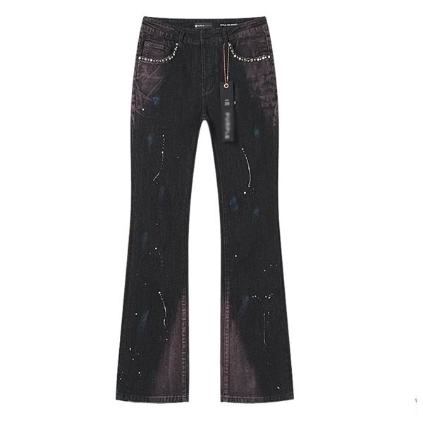 Men's Purple Vintage Distressed Stretch Denim Jeans Size:30-38 (34)
