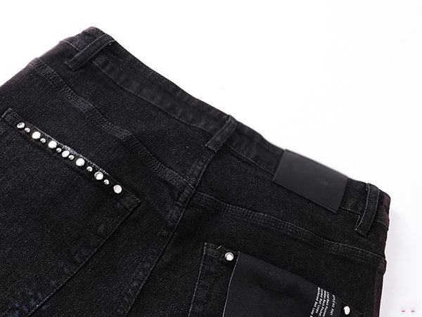 Men's Purple Vintage Distressed Stretch Denim Jeans Size:30-38 (34)