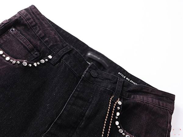 Men's Purple Vintage Distressed Stretch Denim Jeans Size:30-38 (34)
