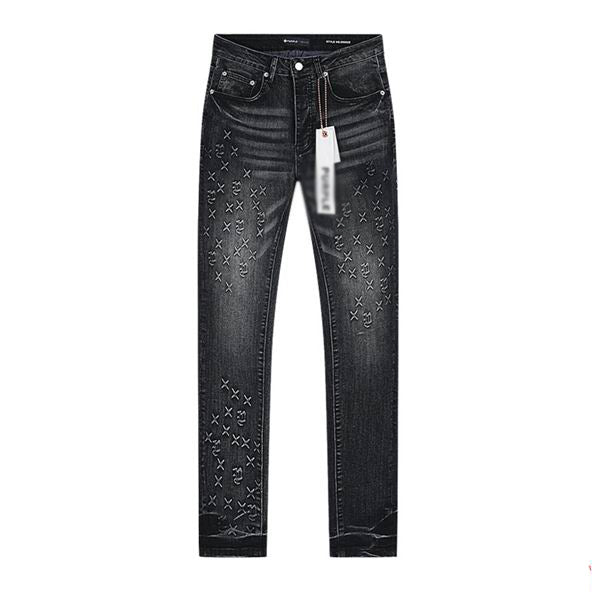 Men's Purple Vintage Distressed Stretch Denim Jeans Size:30-38 (33)
