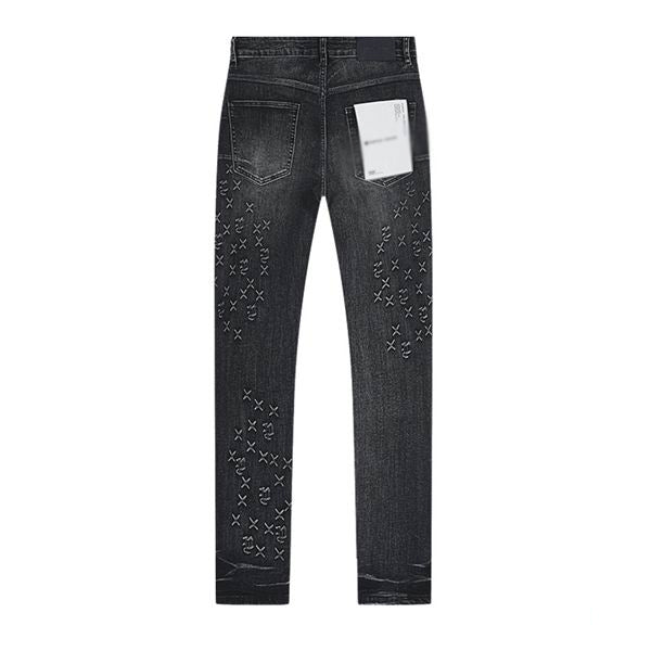 Men's Purple Vintage Distressed Stretch Denim Jeans Size:30-38 (33)