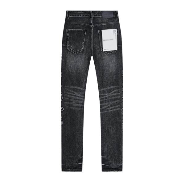 Men's Purple Vintage Distressed Stretch Denim Jeans Size:30-38 (31)