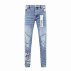 Men's Purple Vintage Distressed Stretch Denim Jeans Size:30-38 (28)