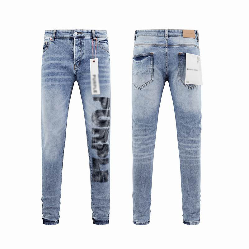 Men's Purple Vintage Distressed Stretch Denim Jeans Size:30-38 (27)