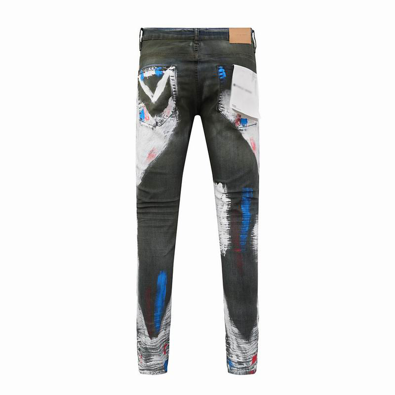 Men's Purple Vintage Distressed Stretch Denim Jeans Size:30-38 (26)