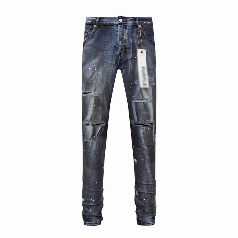 Men's Purple Vintage Distressed Stretch Denim Jeans Size:30-38 (25)