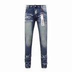 Men's Purple Vintage Distressed Stretch Denim Jeans Size:30-38 (24)