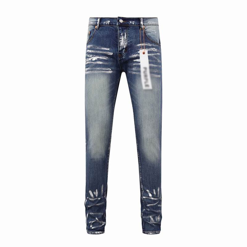 Men's Purple Vintage Distressed Stretch Denim Jeans Size:30-38 (24)
