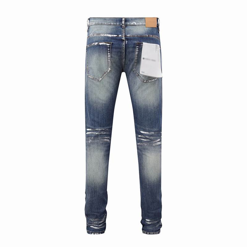 Men's Purple Vintage Distressed Stretch Denim Jeans Size:30-38 (24)