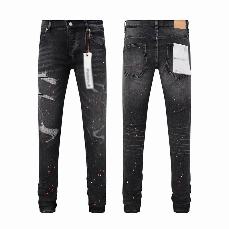Men's Purple Vintage Distressed Stretch Denim Jeans Size:30-38 (23)