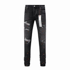 Men's Purple Vintage Distressed Stretch Denim Jeans Size:30-38 (23)