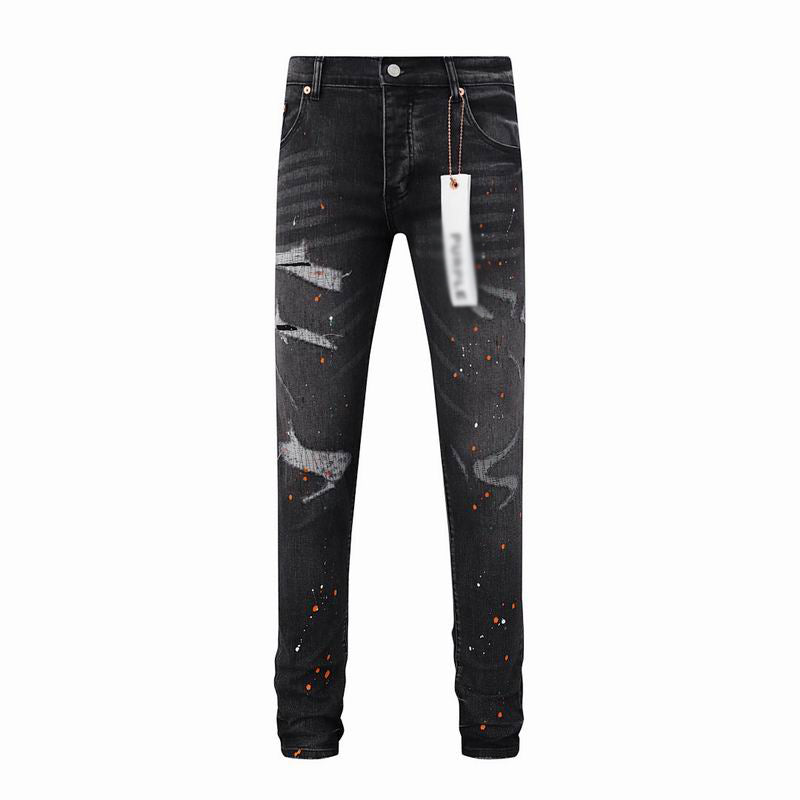 Men's Purple Vintage Distressed Stretch Denim Jeans Size:30-38 (23)
