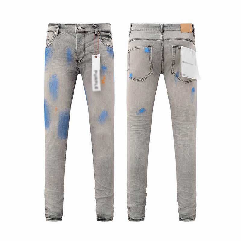 Men's Purple Vintage Distressed Stretch Denim Jeans Size:30-38 (22)