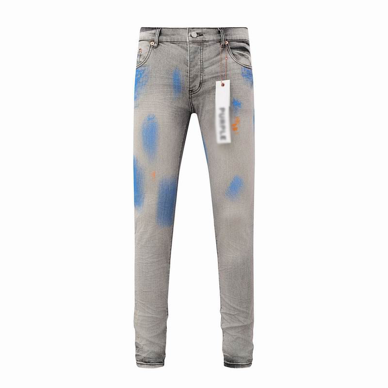 Men's Purple Vintage Distressed Stretch Denim Jeans Size:30-38 (22)