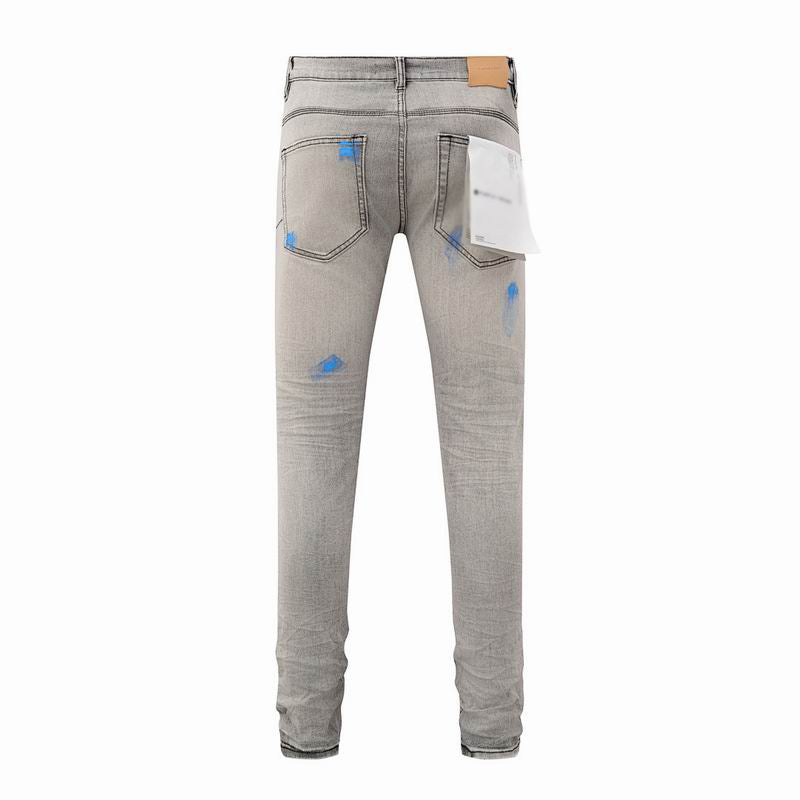 Men's Purple Vintage Distressed Stretch Denim Jeans Size:30-38 (22)