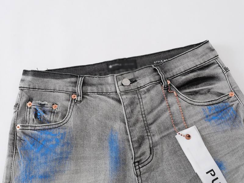 Men's Purple Vintage Distressed Stretch Denim Jeans Size:30-38 (22)