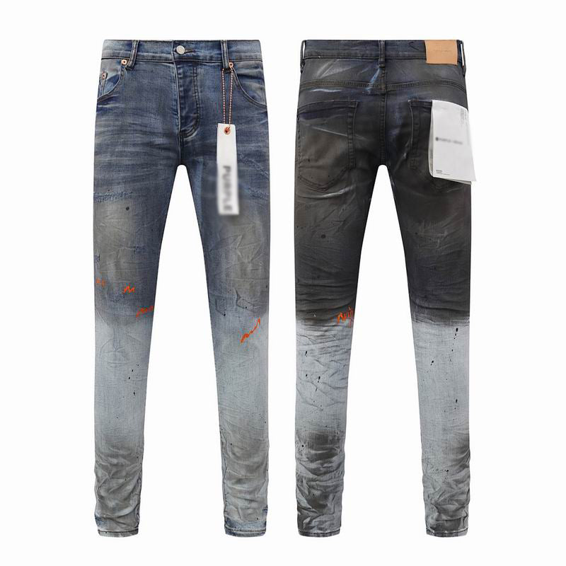 Men's Purple Vintage Distressed Stretch Denim Jeans Size:30-38 (21)
