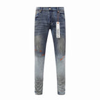 Men's Purple Vintage Distressed Stretch Denim Jeans Size:30-38 (21)