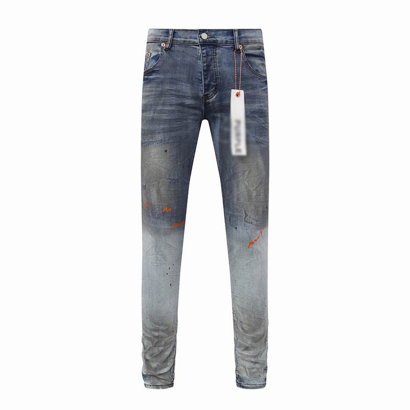 Men's Purple Vintage Distressed Stretch Denim Jeans Size:30-38 (21)