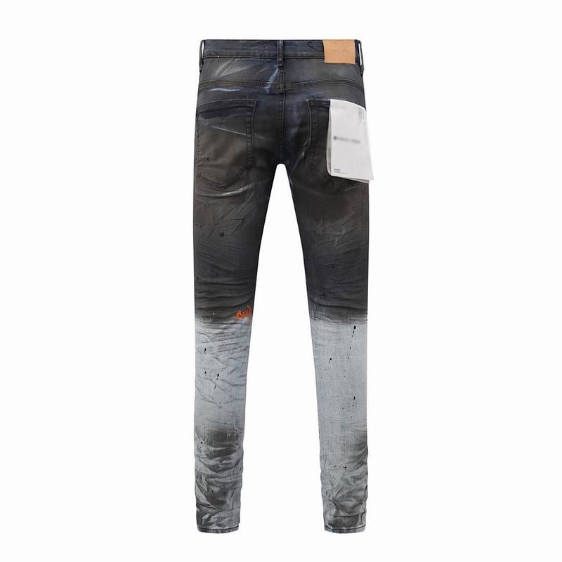 Men's Purple Vintage Distressed Stretch Denim Jeans Size:30-38 (21)