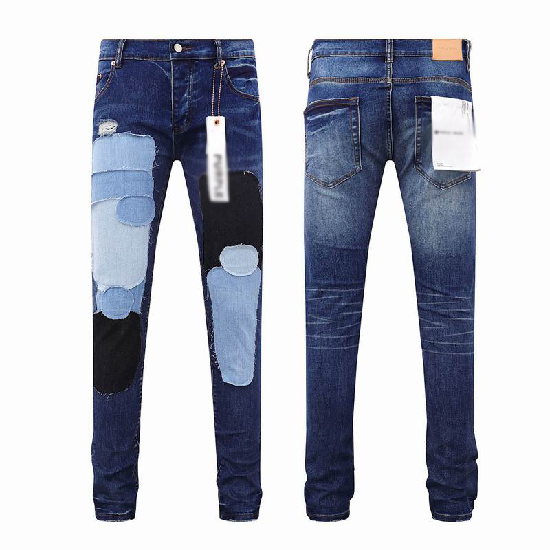 Men's Purple Vintage Distressed Stretch Denim Jeans Size:30-38 (20)
