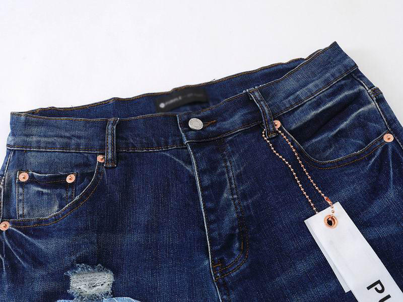 Men's Purple Vintage Distressed Stretch Denim Jeans Size:30-38 (20)