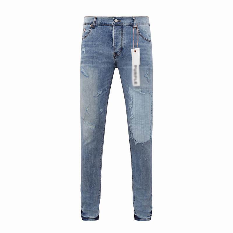 Men's Purple Vintage Distressed Stretch Denim Jeans Size:30-38 (19)
