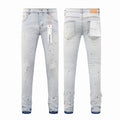 Men's Purple Vintage Distressed Stretch Denim Jeans Size:30-38 (18)