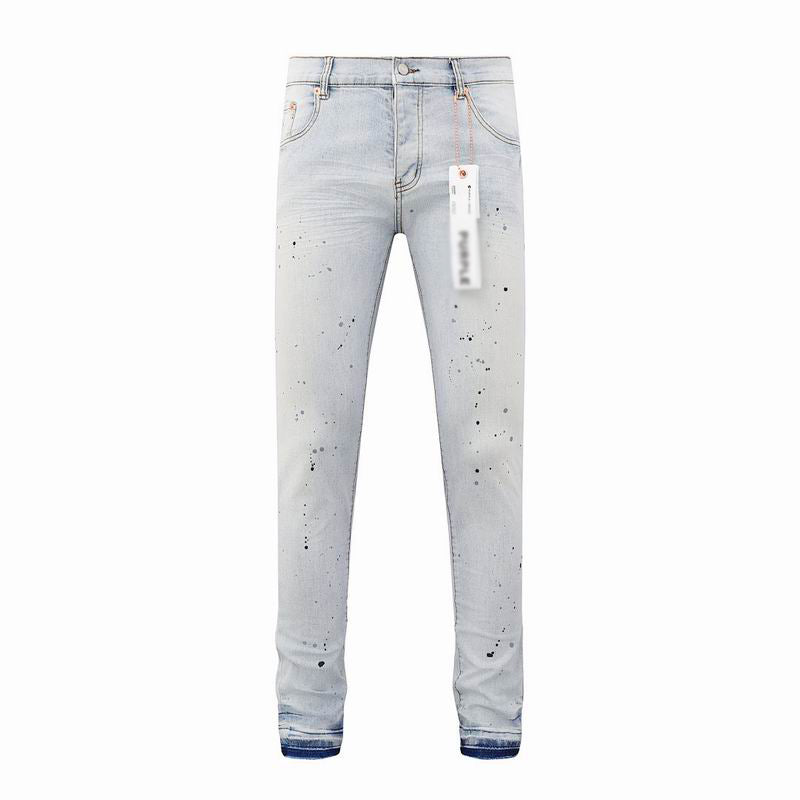 Men's Purple Vintage Distressed Stretch Denim Jeans Size:30-38 (18)