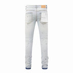 Men's Purple Vintage Distressed Stretch Denim Jeans Size:30-38 (18)