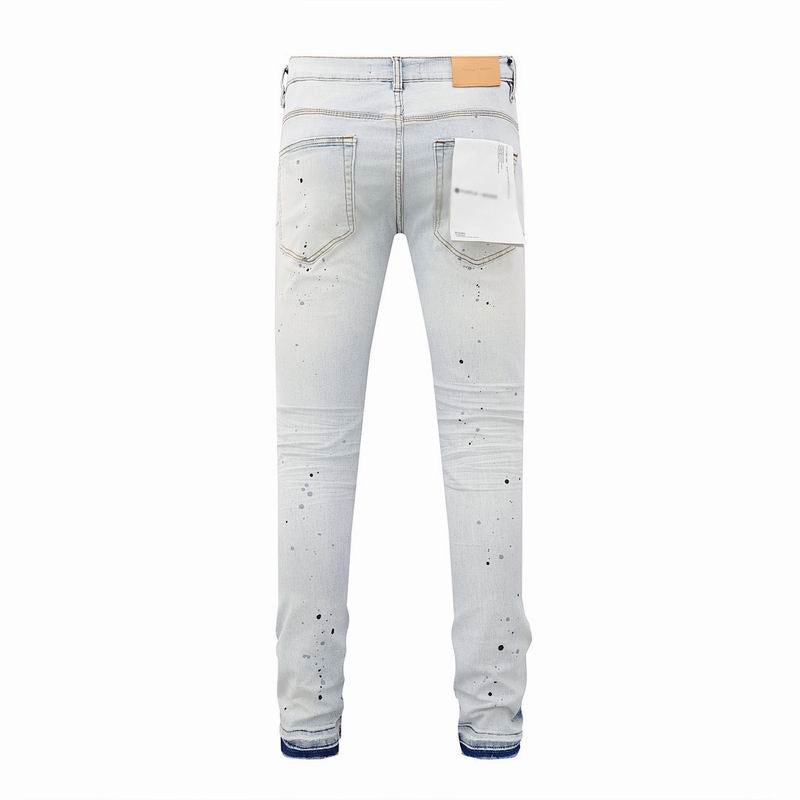 Men's Purple Vintage Distressed Stretch Denim Jeans Size:30-38 (18)