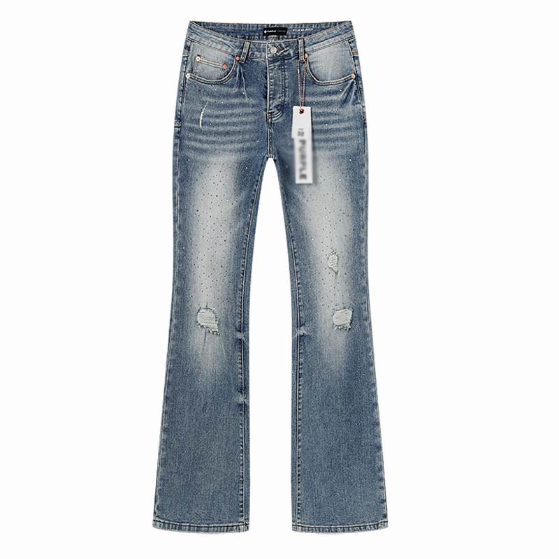 Men's Purple Vintage Distressed Stretch Denim Jeans Size:30-38 (17)