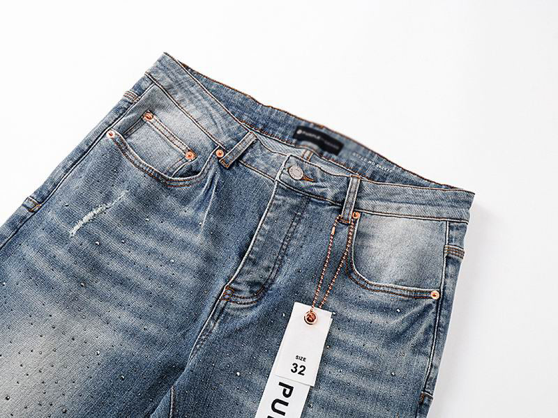 Men's Purple Vintage Distressed Stretch Denim Jeans Size:30-38 (17)