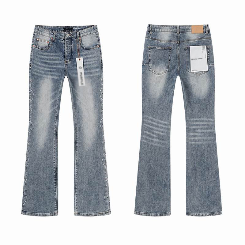 Men's Purple Vintage Distressed Stretch Denim Jeans Size:30-38 (16)