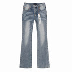 Men's Purple Vintage Distressed Stretch Denim Jeans Size:30-38 (16)