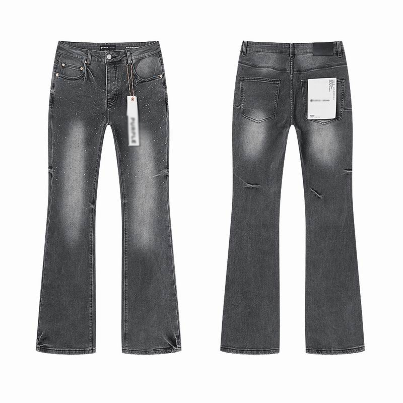 Men's Purple Vintage Distressed Stretch Denim Jeans Size:30-38 (15)