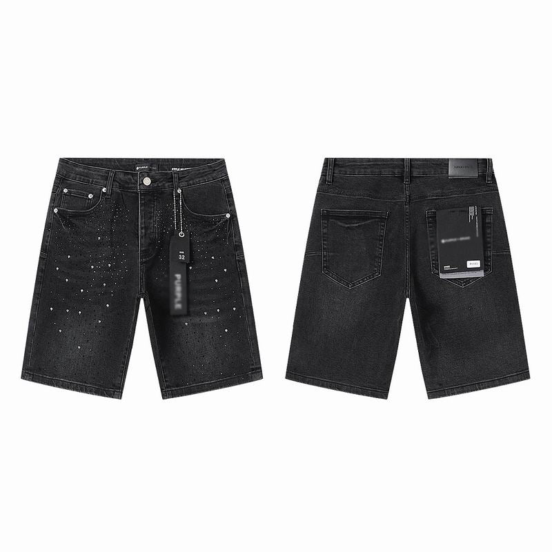 Men's Purple Slim Fit Stretch Denim Shorts Jeans Size:30-38 (5)