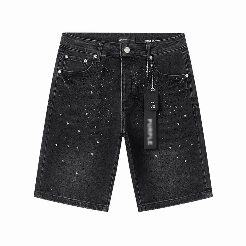 Men's Purple Slim Fit Stretch Denim Shorts Jeans Size:30-38 (5)