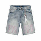 Men's Purple Slim Fit Stretch Denim Shorts Jeans Size:30-38 (3)