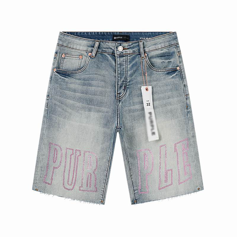Men's Purple Slim Fit Stretch Denim Shorts Jeans Size:30-38 (3)