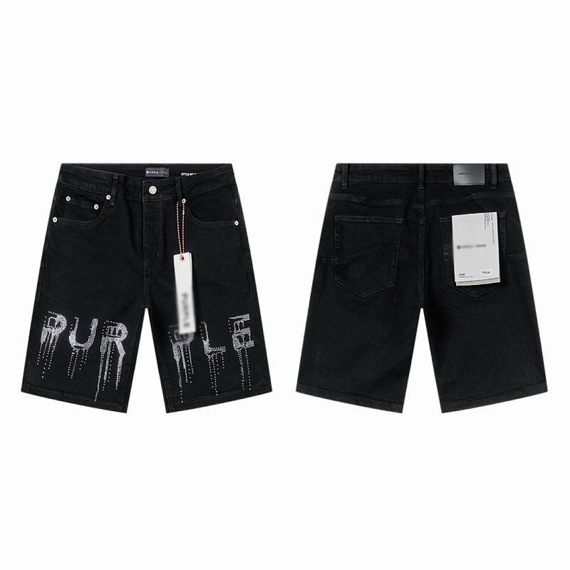 Men's Purple Slim Fit Stretch Denim Shorts Jeans Size:30-38 (2)