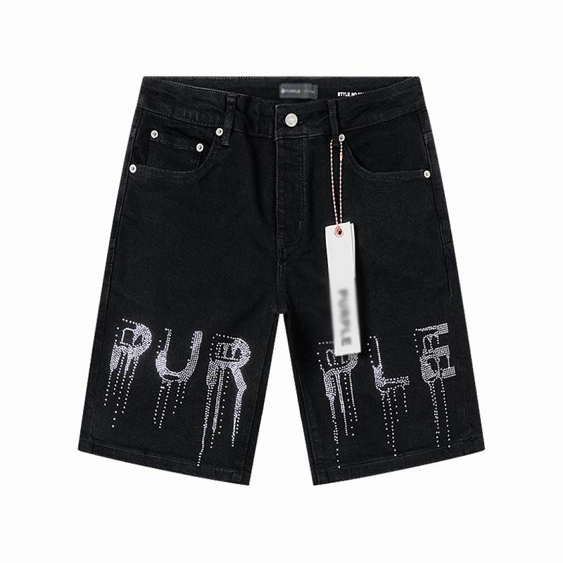 Men's Purple Slim Fit Stretch Denim Shorts Jeans Size:30-38 (2)