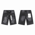 Men's Purple Slim Fit Stretch Denim Shorts Jeans Size:30-38