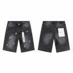 Men's Purple Slim Fit Stretch Denim Shorts Jeans Size:30-38