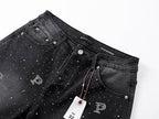 Men's Purple Slim Fit Stretch Denim Shorts Jeans Size:30-38
