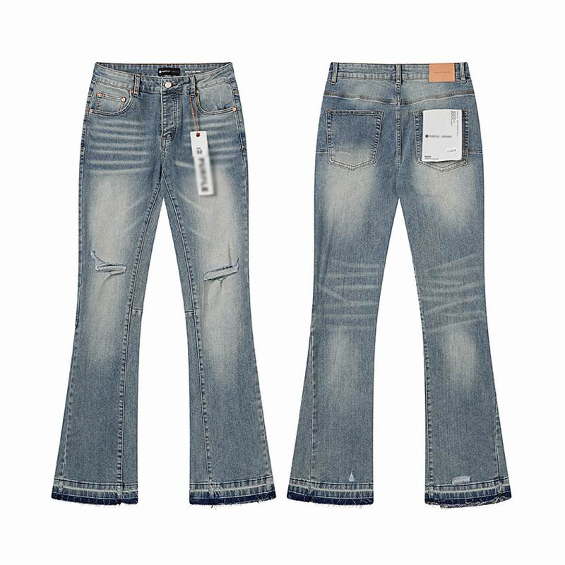Men's Purple Vintage Distressed Stretch Denim Jeans Size:30-38 (8)