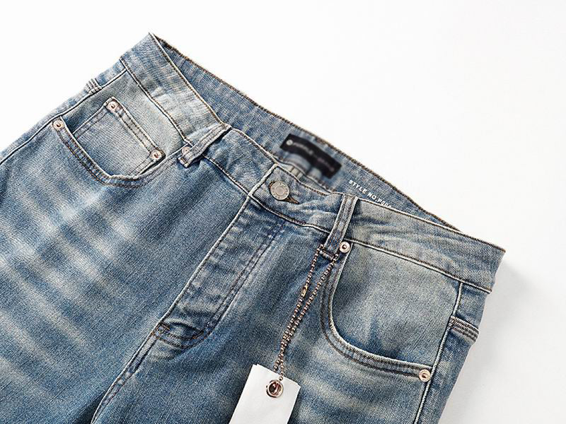 Men's Purple Vintage Distressed Stretch Denim Jeans Size:30-38 (8)