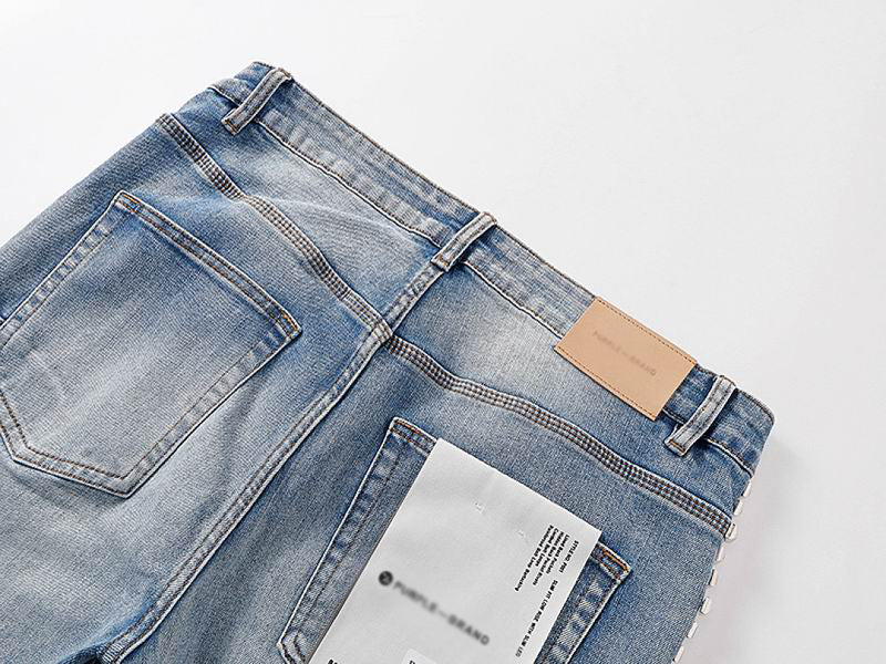 Men's Purple Vintage Distressed Stretch Denim Jeans Size:30-38 (7)