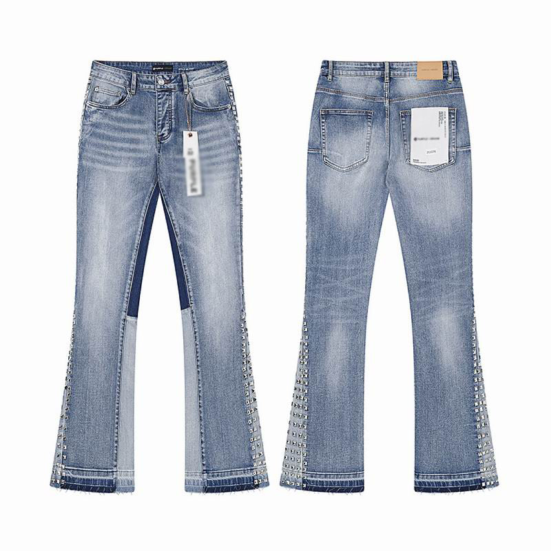 Men's Purple Vintage Distressed Stretch Denim Jeans Size:30-38 (7)