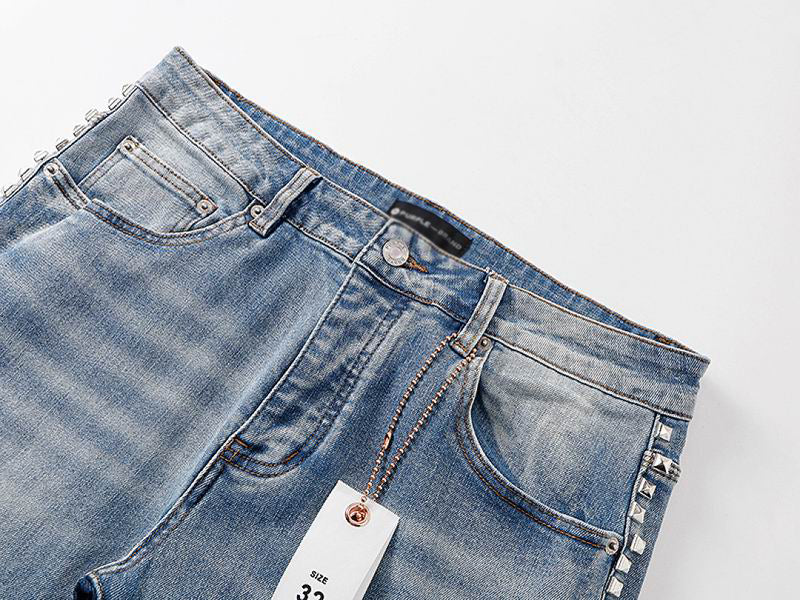 Men's Purple Vintage Distressed Stretch Denim Jeans Size:30-38 (7)